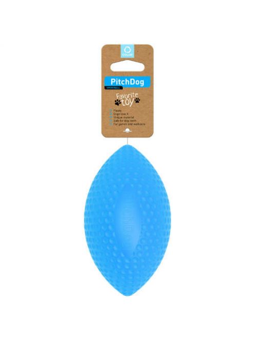 PitchDog Extremely Durable And Safe Football Dog Toy - játék (rögbi labda,kék) kutyák részére (9cm)