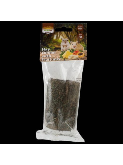 Nature Land NIBBLE - kiegészítő eleség (széna alagút, gyümölcs keverékkel) rágcsálók részére (125g)
