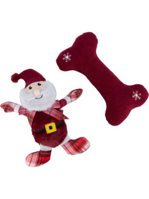Trixie Xmas Bone and Santa Claus - játék (plüss mikulás és csont) kutyák részére (30cm)