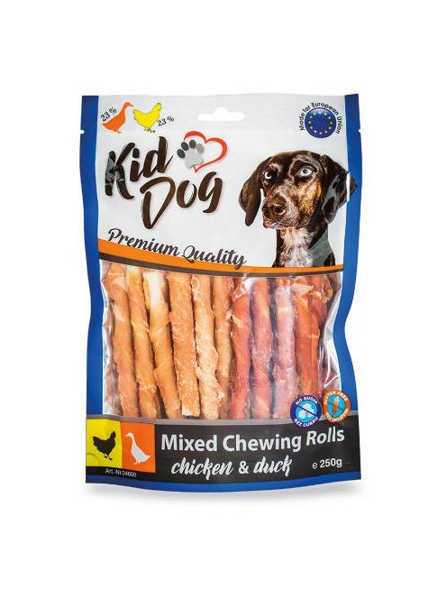 KidDog Mixed Chewing Rolls - jutalomfalat (csirke, kacsa, bivalybőr) kutyák részére (250g)