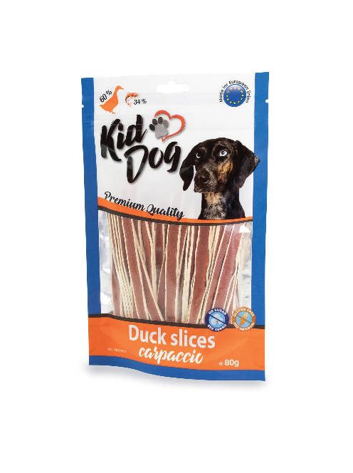 KidDog Duck slices carpaccio - jutalomfalat (kacsahús,tőkehal) kutyák részére (80g)