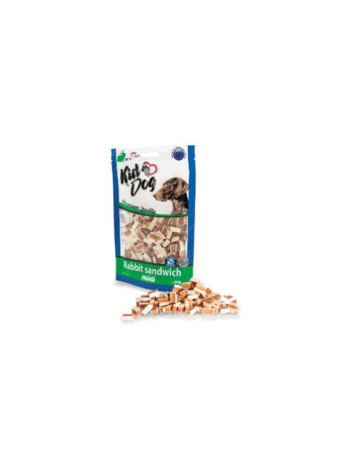 KidDog Rabbit sandwich Mini - jutalomfalat (nyúlhús,tőkehal) kutyák részére (80g)