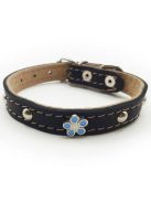 Nyakörv (bőr, gyantásvirággal) kutyák részére (több féle színben) 15mm/35cm (23g)