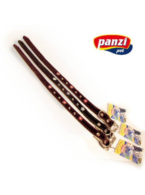 Nyakörv (bőr, gyantásvirággal) kutyák részére (több féle színben) 15mm/45cm (32g)
