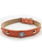 Nyakörv (bőr, gyantásvirággal) kutyák részére (több féle színben) 20mm/45cm (46g)