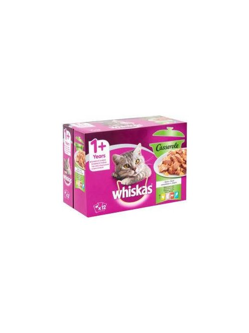 Whiskas Adult Casserole - alutasakos (csirke,lazac,tonhal,marha) aszpikban - macskák részére (12x85g)