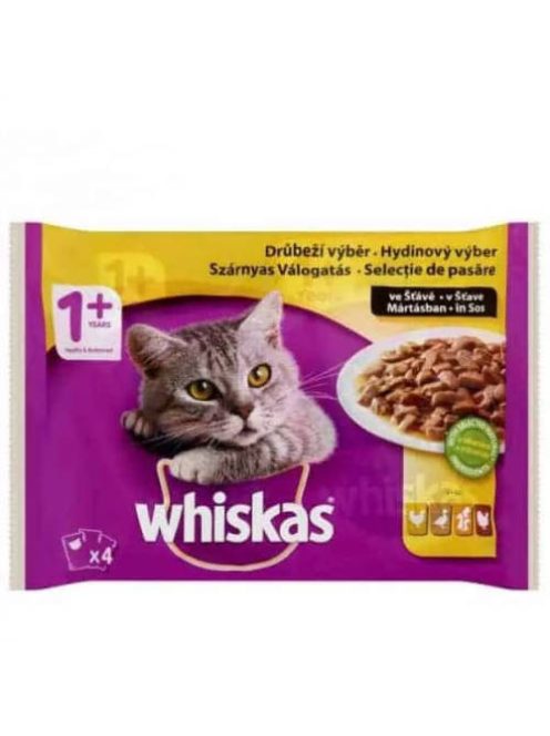 Whiskas Selection Menu +1 – Nedves eledel (pulyka, kacsa, csirke, baromfi szószban) macskák részére (4x100g)