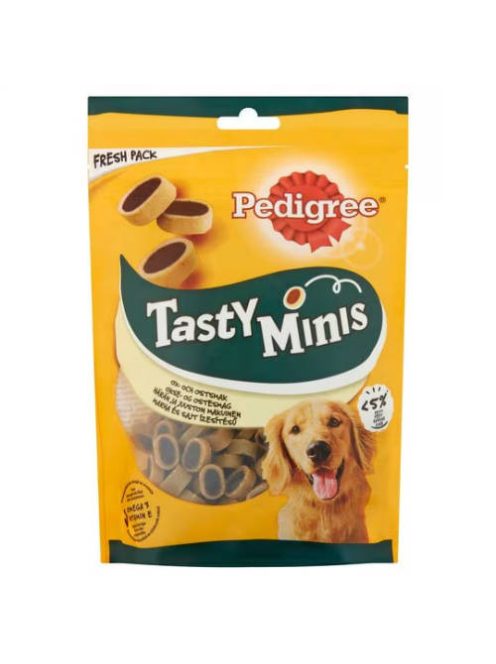 Pedigree Tasty Minis Cheesy Nibbles - jutalomfalat (marha,sajt) kutyák részére (140g)