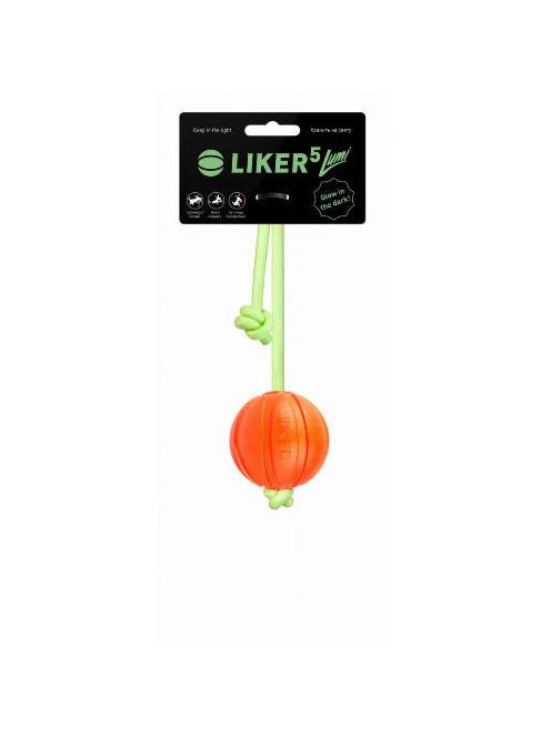 LIKER5 Lumi Ball with Fluoresence rope - játék (labda, fluoreszkáló kötéllel) kutyák részére (Ø7cm)