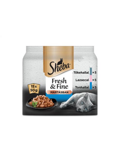 Sheba Adult Fresh&Fine in Gravy - alutasakos (tőkehal,lazac, tonhal, mártásban) macskák részére (15x50g)