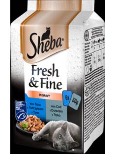   Sheba Adult Fresh&Fine - Alutasakos (lazac,tonhal, mártásban) felnőtt macskák részére (6x50g)