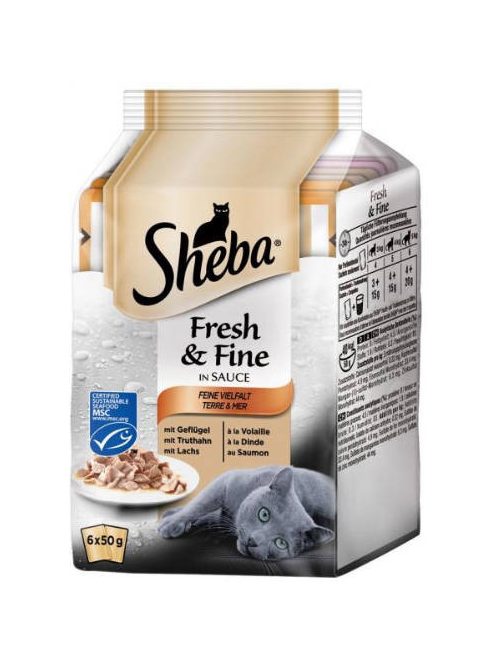 Sheba Adult Alutasakos - nedves eledel (szárnyas-lazac)  - szószban (6x50g)