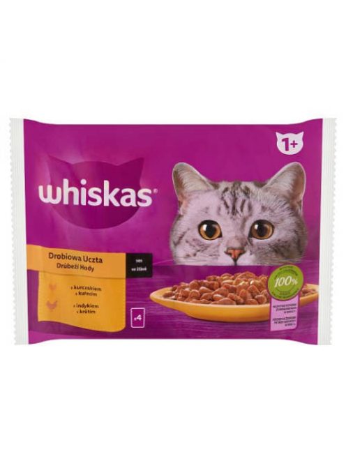Whiskas Poultry feasts 1+ – Nedves eledel (csirke-, pulyka-, aszpikban ) macskák részére (4x85g)