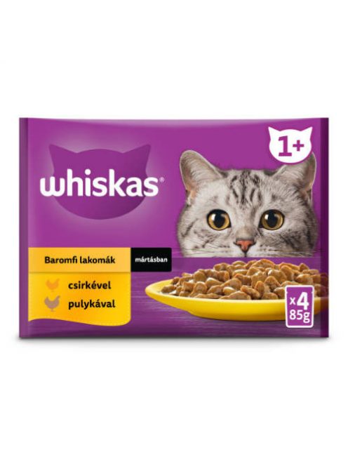 Whiskas Poultry feasts – Nedves eledel (csirke-, pulyka-, szószban ) macskák részére (4x85g)