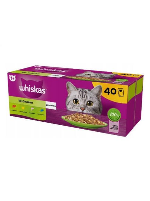 Whiskas Selection Menu – Nedves eledel (tonhal, lazac, csirke, marha aszpikban) macskák részére (40x85g)