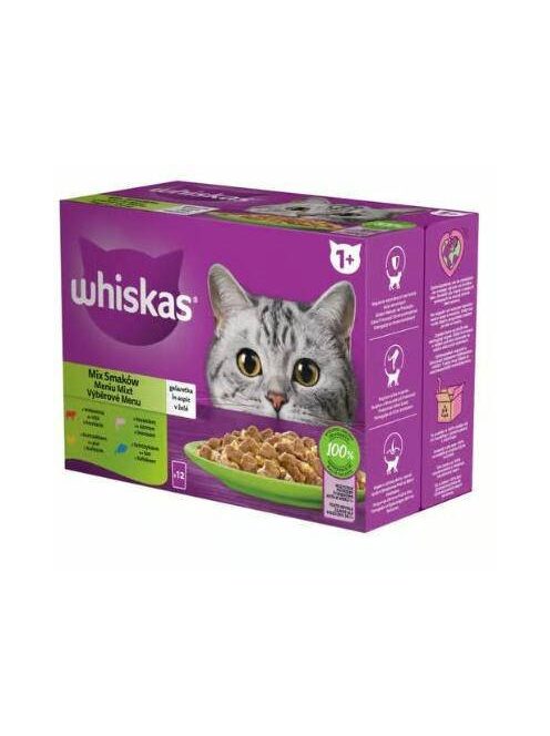 Whiskas Selection Menu – Nedves eledel (tonhal, lazac, csirke, marha aszpikban) macskák részére (12x85g)