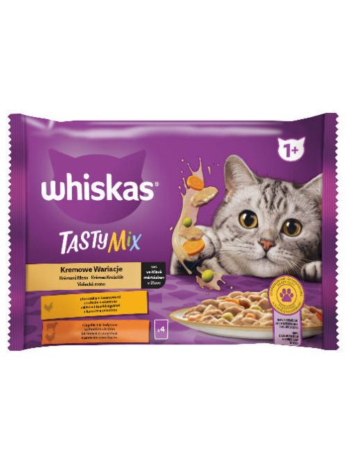 Whiskas TastyMix 1+ - Nedves eledel (csirke-zöldség,bárány,pulyka-, szószban) macskák részére (4x85g)