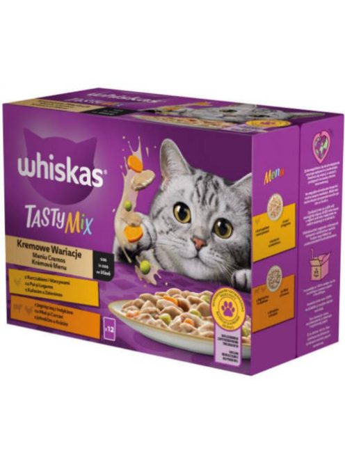 Whiskas TastyMix - Nedves eledel (csirke-zöldség,bárány,pulyka szószban) macskák részére (12x85g)