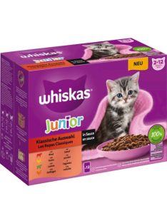   Whiskas Junior Classic Meals - Nedves eledel (marha,csirke,bárány, baromfi szószban) kölyökmacskák részére (12x85g)