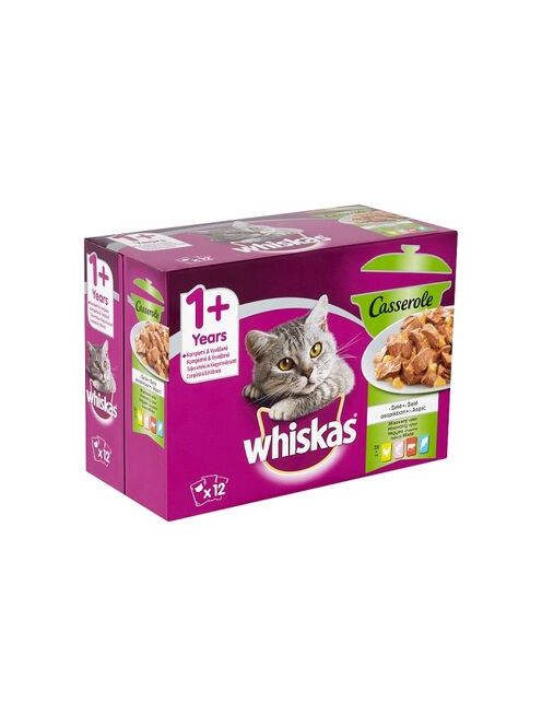 Whiskas Pure Delight Adult – Nedves eledel (marha,csirke,lazac,tonhal aszpikban) macskák részére (12x85g)