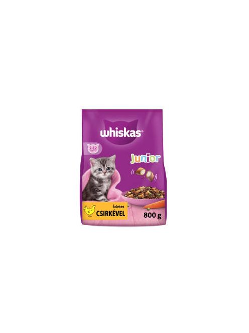 Whiskas Junior (2-12months)  - Szárazeledel (csirke) kölyökmacskák részére (800g)