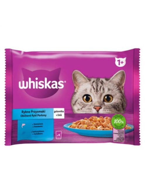 Whiskas Adult Popular Fish – Nedves eledel (lazac, tonhal, aszpikban) macskák részére (4x85g)
