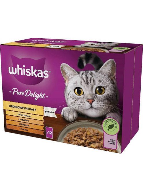 Whiskas Pure Delight Adult – Nedves eledel (csirke, kacsa, baromfi, pulyka aszpikban) macskák részére (12x85g)