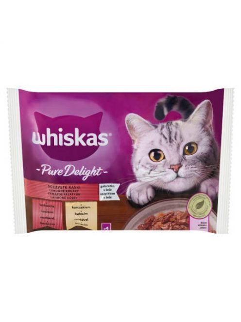 Whiskas Pure Delight Adult 1+ – Nedves eledel (marha-,csirke-, aszpikban) macskák részére (4x85g)