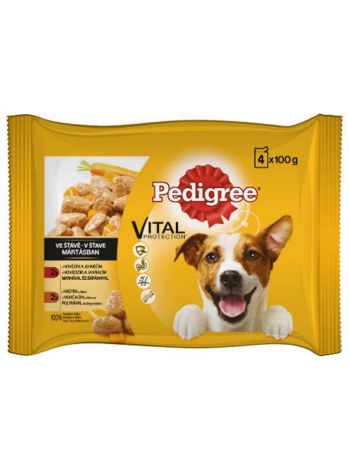 Pedigree Vital Adult - Nedves eledel (marha-bárány, pulyka-sárgarépa mártásban) kutyák részére (4x100g) 13db/#