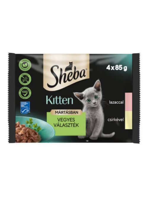 Sheba Kitten Selectie Mix - alutasakos mártásban (lazac,csirke) kölyökmacskák részére (4x85g)