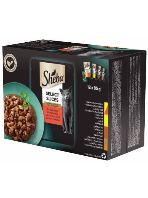 Sheba Selection in Sauce Adult - Alutasakos (Húsos válogatás, szószban) macskák részére (12x85g)