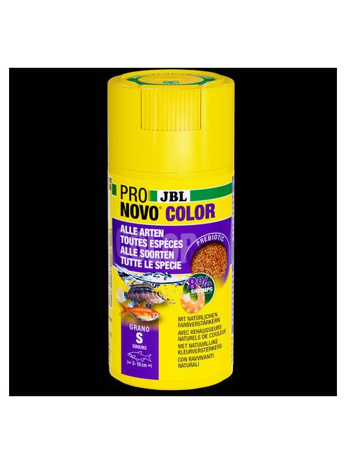 JBL Pronovo Color Grano S - Színes eledelgranulátum az erős színekért minden 8-20 cm-es akváriumi halak részére (100ml/56g) CLICK