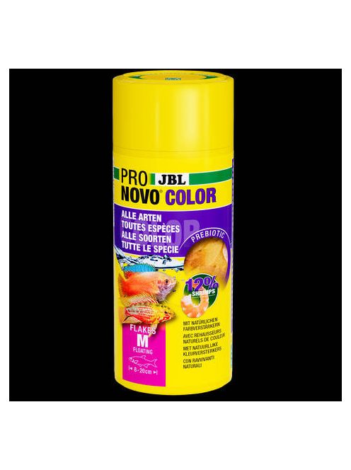 JBL Pronovo Color Flakes M - Színes eledelpelyhek az erős színekért minden 8-20 cm-es akváriumi halak részére (250ml/45g)