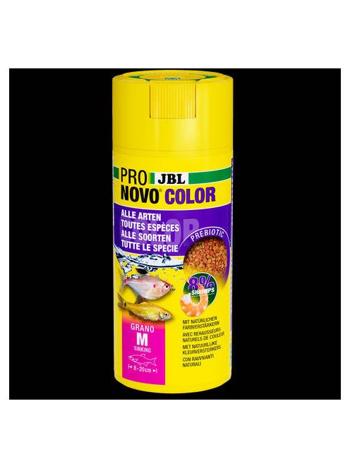 JBL Pronovo Color Grano M - Színes eledelgranulátum az erős színekért minden 8-20 cm-es akváriumi halak részére (250ml/125g) CLICK