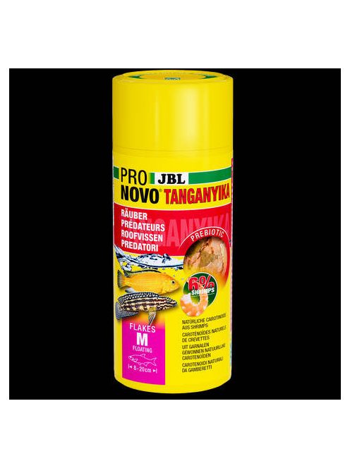JBL ProNovo Tanganyika Flakes "M" - 8-20 cm-es akváriumi alaptáppehely ragadozó sügéreknek (250ml/45g)