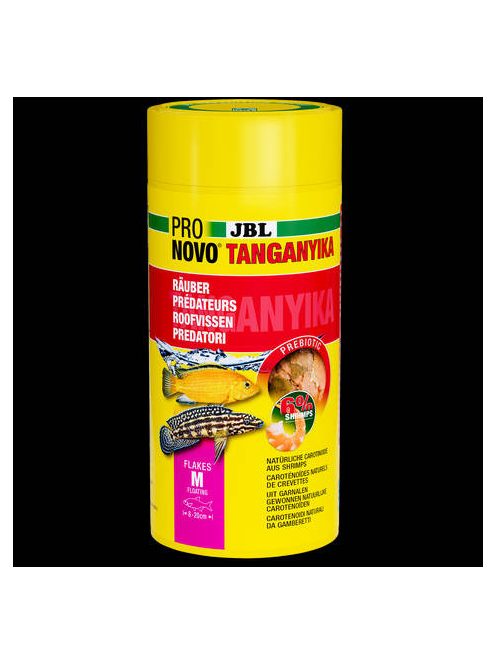 JBL ProNovo Tanganyika Flakes "M" - 8-20 cm-es akváriumi alaptáppehely ragadozó sügéreknek (1000ml/170g)