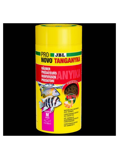 JBL ProNovo Tanganyika Grano "M" - 8-20 cm-es akváriumi alaptápgranulátum ragadozó sügérek számára  (1000ml/570g)