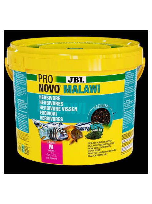 JBL Pronovo Malawi Grano "M" - Akváriumi alaptáp granulátum 8-20 cm-es sügérek számára (5,5l/2750g)