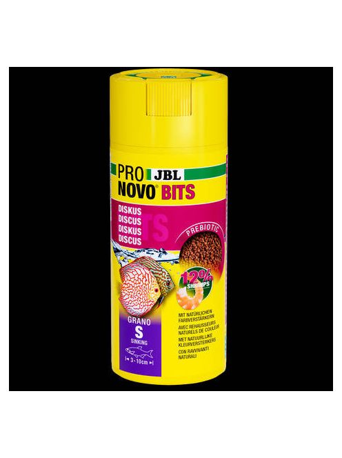 JBL Pronovo Bits Grano S - Akváriumi alaptáp granulátum korongos és egyéb igényes Dél-Amerikai sügér számára 3-10 cm-ig (250ml/120g)