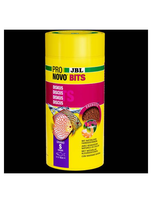 JBL Pronovo Bits Grano S - Akváriumi alaptáp granulátum korongos és egyéb igényes Dél-Amerikai sügér számára 3-10 cm-ig (1000ml/480g)