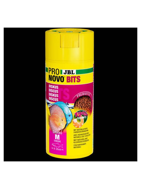 JBL Pronovo Bits Grano M - Akváriumi alaptáp granulátum korongos és egyéb igényes Dél-Amerikai sügér számára 8-20 cm-ig (250ml/120g)