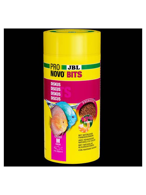 JBL Pronovo Bits Grano M - Akváriumi alaptáp granulátum korongos és egyéb igényes Dél-Amerikai sügér számára 8-20 cm-ig (1000ml/480g)