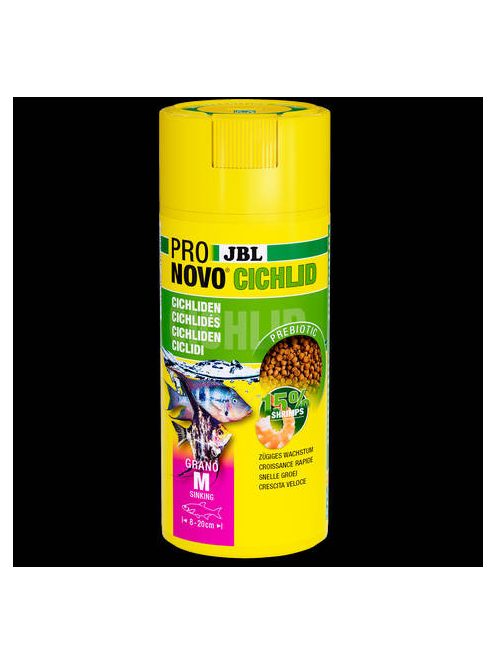 JBL Pronovo Cichlid Grano M - Alaptáp granulátum közepes méretű, 8-20 cm-es sügérek számára (250ml/130g)