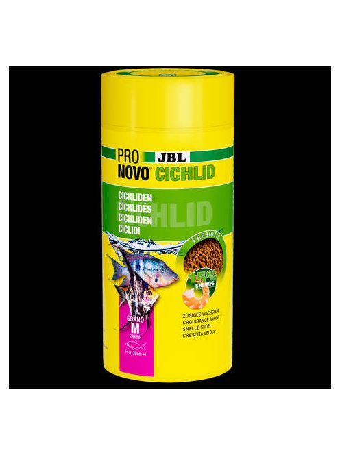 JBL Pronovo Cichlid Grano M - Alaptáp granulátum közepes méretű, 8-20 cm-es sügérek számára (1000ml/520g)