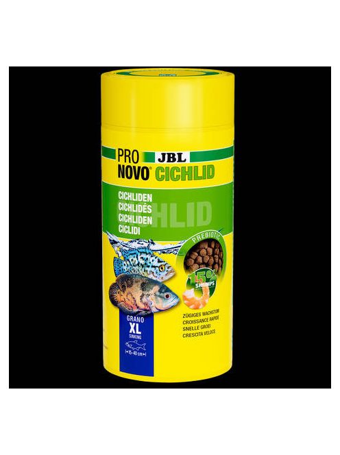 JBL Pronovo Cichlid Grano XL - Akváriumi alapélelmiszer granulátum XL méret, 15-25 cm-es sügérek számára (1000ml/530g)