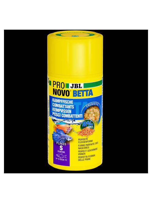 JBL Pronovo Betta Flakes "S" - Akváriumi alapélelmiszer-pelyhek S méretben 3-10 cm-es bettákhoz (100ml/20g)