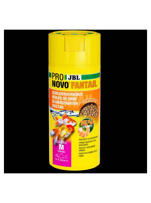 JBL Pronovo Fantail Grano M - Granulált táplálék M-es méretű fátyolhal és egyéb 8-20 cm-es aranyhal fajtákhoz (250ml/145g)