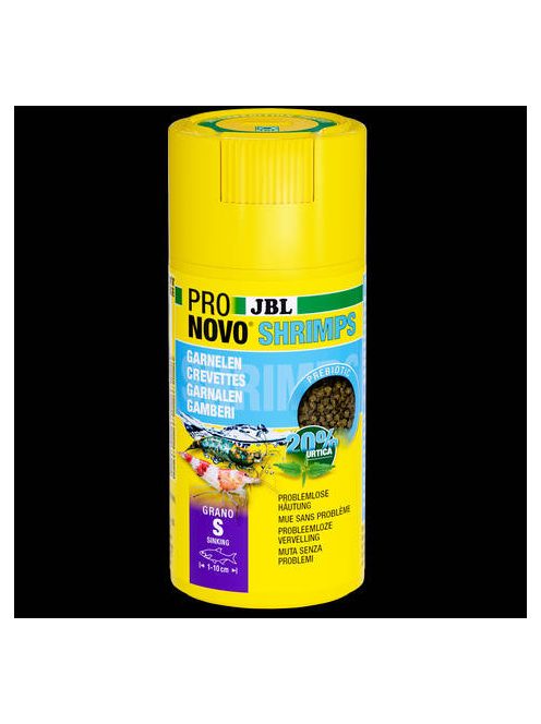 JBL ProNovo Shrimps Grano "S" - Akváriumi alapélelmiszer granulátum 1-20 cm-es garnélarákhoz (100ml/58g) CLICK