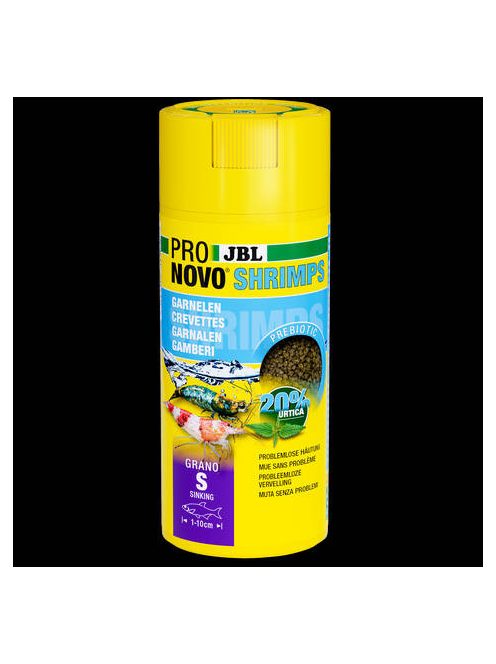 JBL ProNov Shrimps Grano "S" - Akváriumi alapélelmiszer granulátum 1-20 cm-es garnélarákhoz (250ml/149g) CLICK