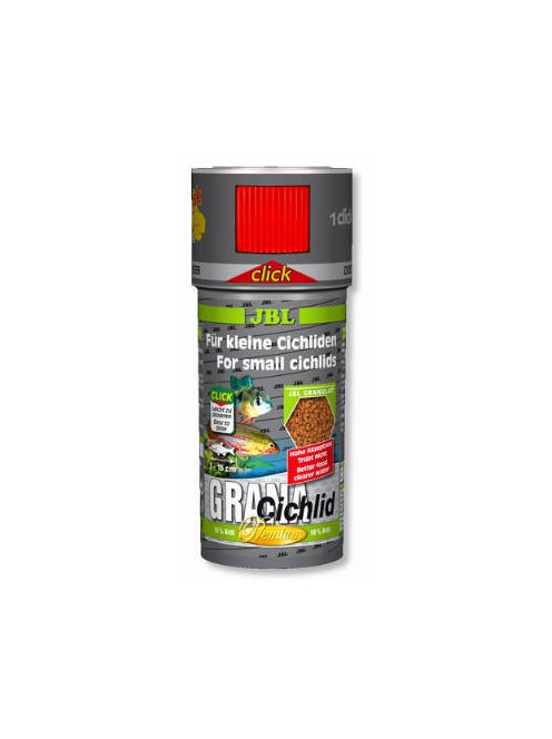 JBL GranaCichlid (CLICK) - prémium fő táplálékgranulátum ragadozó sügérek számára, kattintásos adagolóval (250ml)